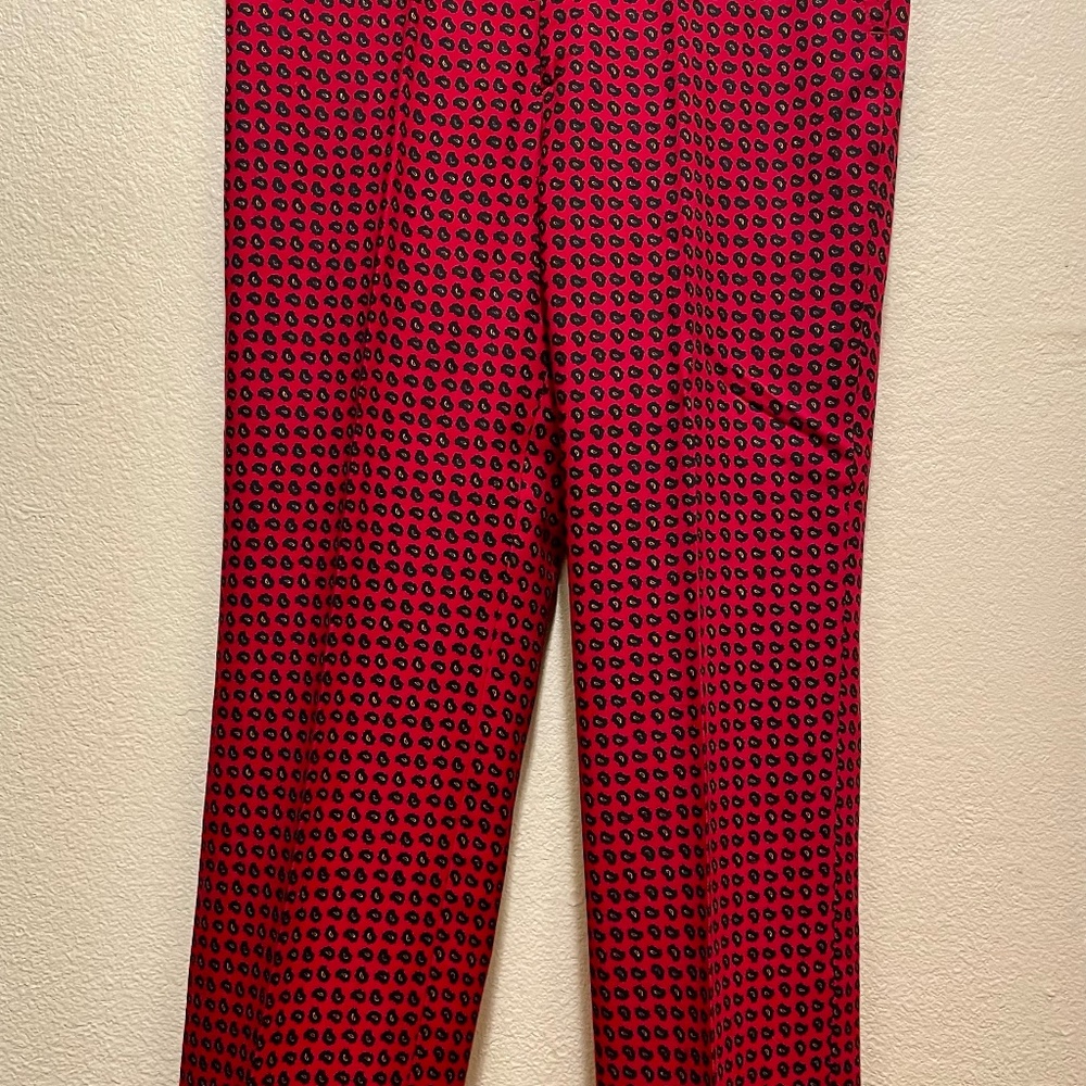 Vintage Wool Slacks Red Paisley Print